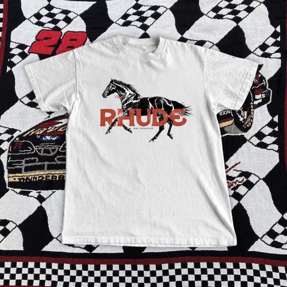 Rhude White And Red Horse Tee
